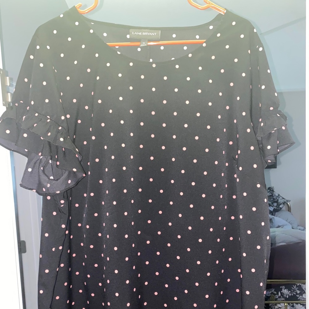 Polka dot ruffle sleeve top